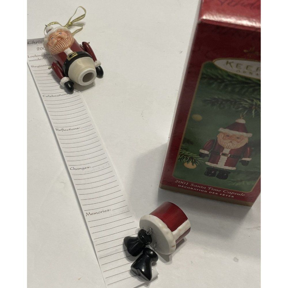 Vtg 01 Hallmark Santa Time Capsule Trinket Box Christmas Tree Ornament Memories